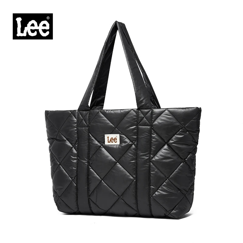LEE Large Soft Puffer Bag Women Big Size College Students Laptop Book Quilted Tote Bag Lady Down-filled Shopping School Bags