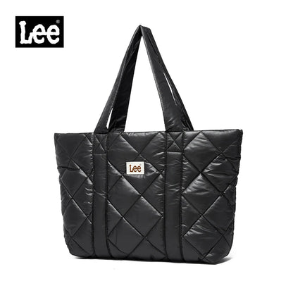 LEE Large Soft Puffer Bag Women Big Size College Students Laptop Book Quilted Tote Bag Lady Down-filled Shopping School Bags