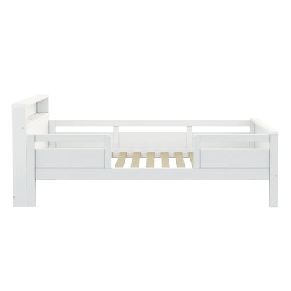 Multifunktions-Holzbett, USB- und Tape-C-Kombinationssteckdose, kleines LED-Licht, Kopfteil mit Einlagerfunktion, Einzelbett