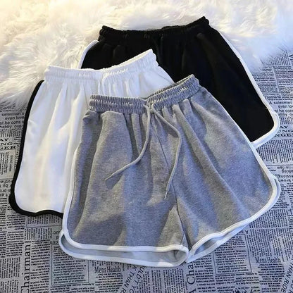 Striped Sports Shorts Women Korean Fashion Casual Mini Shorts Summer Simple Loose Wide Leg Shorts Ladies New.