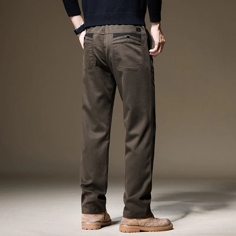 Autumn Winter High Quality Lyocell Fabric Casual Pants Men Solid color Business Fashion Straight Chinos Gray Brand Trousers Male.