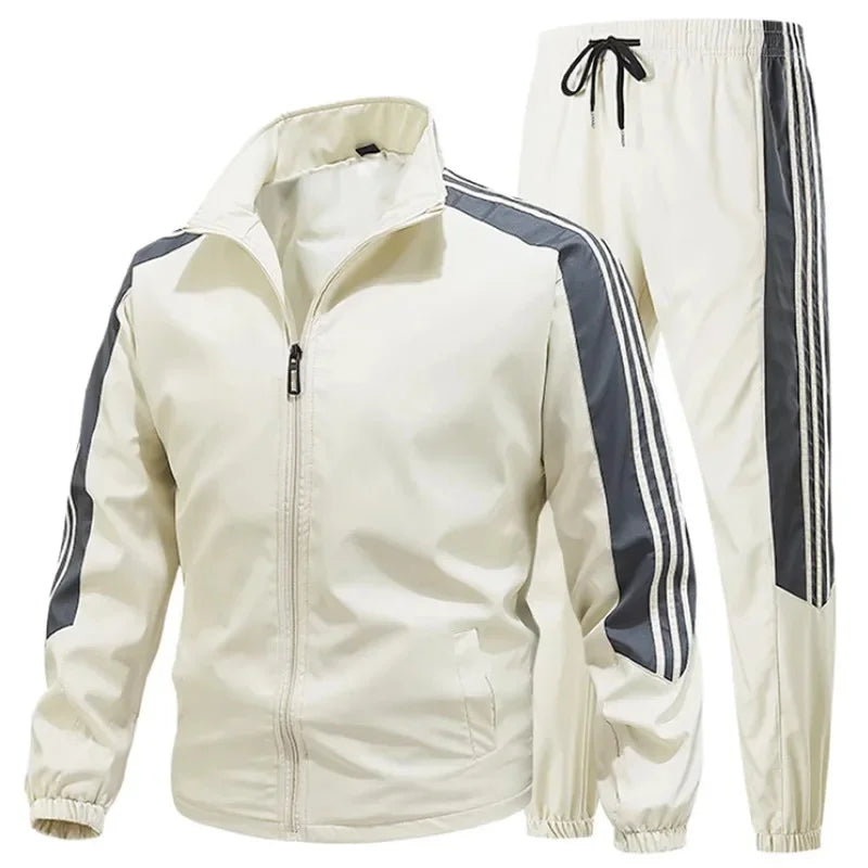 Cool Casual Sports Suit for Teenage Boys Large Size Trendy Workwear Pants Included One Complete Set Handsome Male Apparel