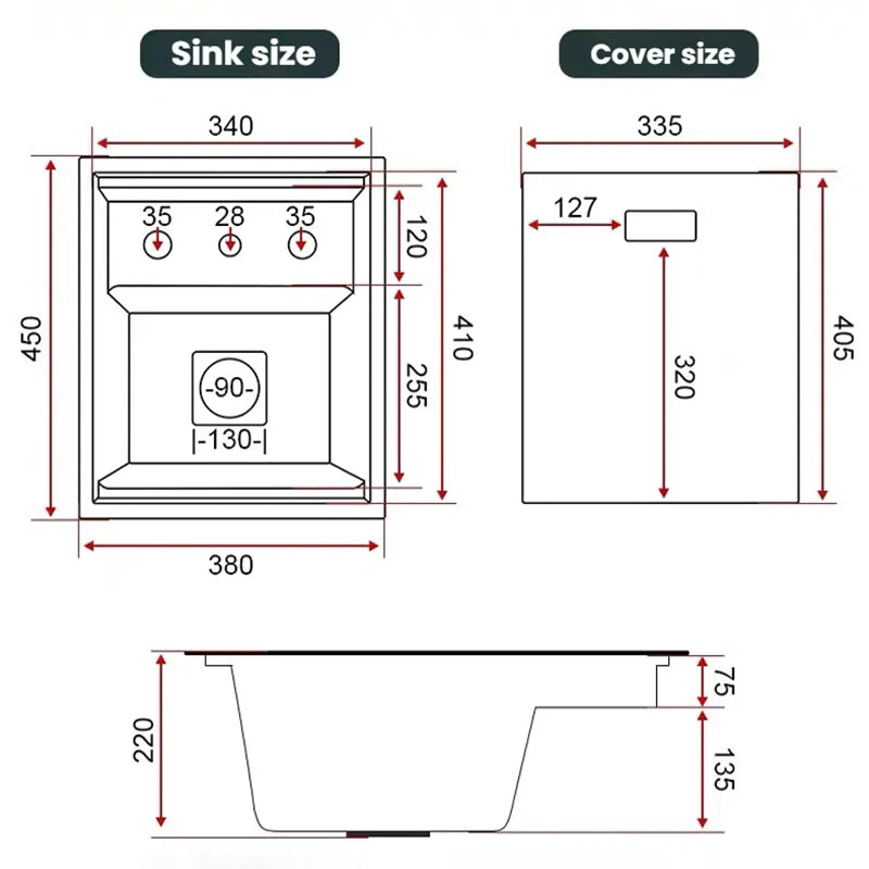 Household Small Hidden Kitchen Sink Stainless Steel Bar Wash Vegetable Basin With Cover Plate and Cup Washer Mini Single Slot