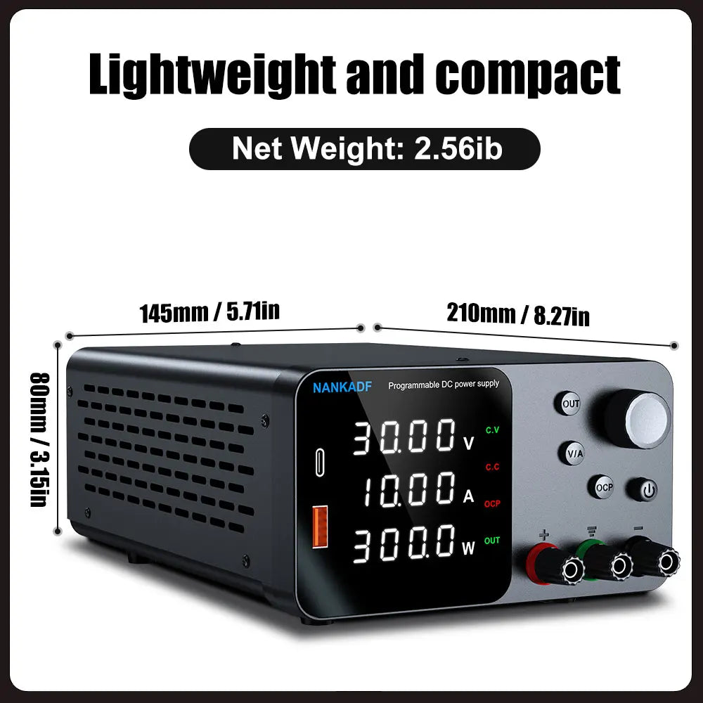NANKADF DC laboratory power supply 30V 10A bench power supply encoder regulates voltage and current Dual input voltage 220V/110V.