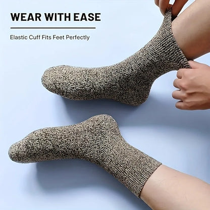 Men's thick warm towel socks 3 pairs of casual solid color mid-calf socks winter men's socks.