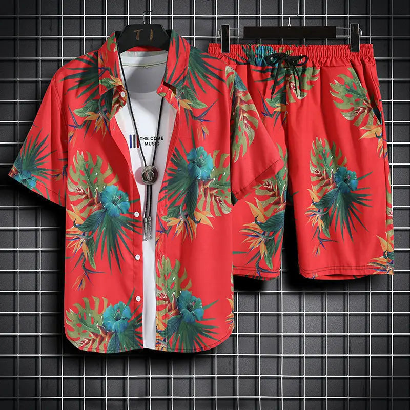 Beach Clothes For Men 2 Piece Set Quick Dry Hawaiian Shirt and Shorts Set Men Fashion Clothing Printing Casual Outfits Summer.