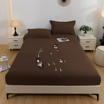 1PC waterproof soft skin frosting solid color bed cap dust cover Mattress cover sheet (pillow case and pillow core not included).