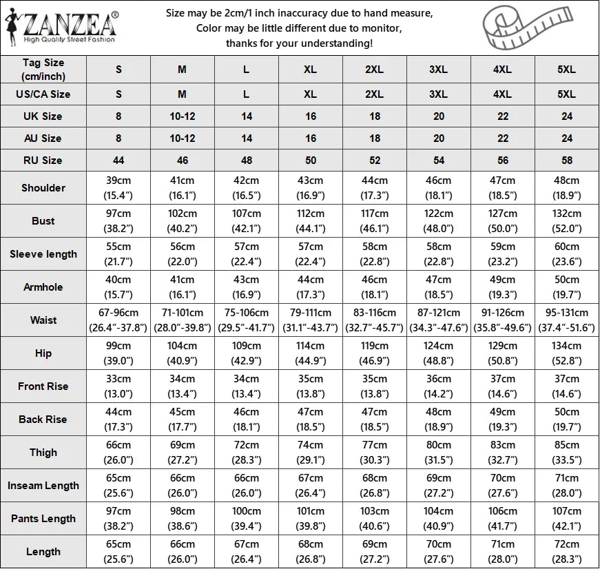 Fashion Women Two Piece Outfit ZANZEA Long Sleeve Top 2025 Autumn Casual High Waist Long Pants Sets Solid 2PCS Suits Tracksuit.