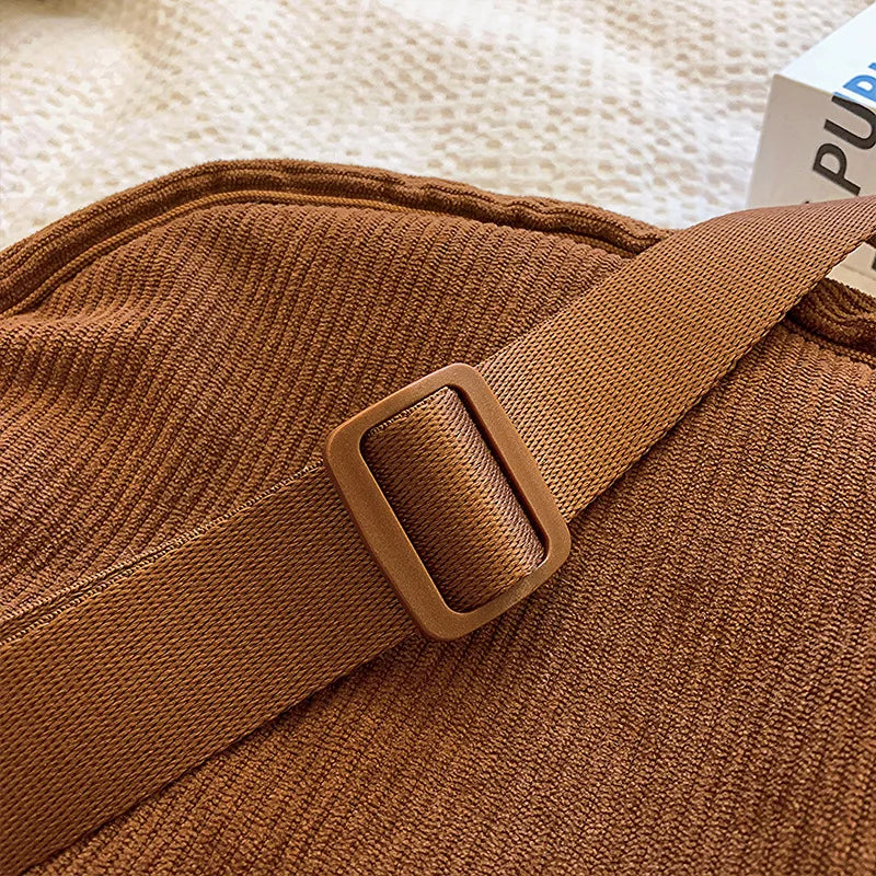 Solid Color Corduroy Women's Hobos Shoulder Bag Retro Casual Female Crossbody Bags Ladies Daily Travel Handbags Messenger Bag.
