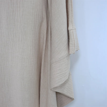 Ramadan Dubai Women Cotton Linen Khimar Abaya Saudi Arabia Turkey Islam Muslim Maxi Modest Dress Kebaya Robe Femme Musulmane