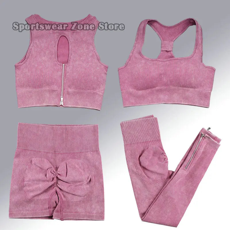 Yoga Suit High Waist Leggings Running Training Tights Sports Outfits Long Sleeve Crop Top Bra Seamless Fitenss Set Fitness Wear