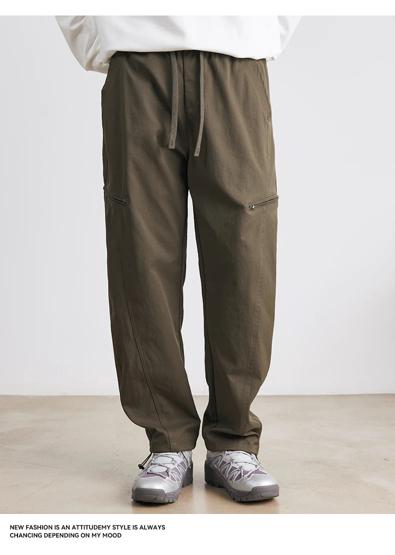 Men's American Overalls Spring and Autumn 2025 New Slim Scimitar Pants All-match Drawstring Casual Pants Wide-leg Pants.