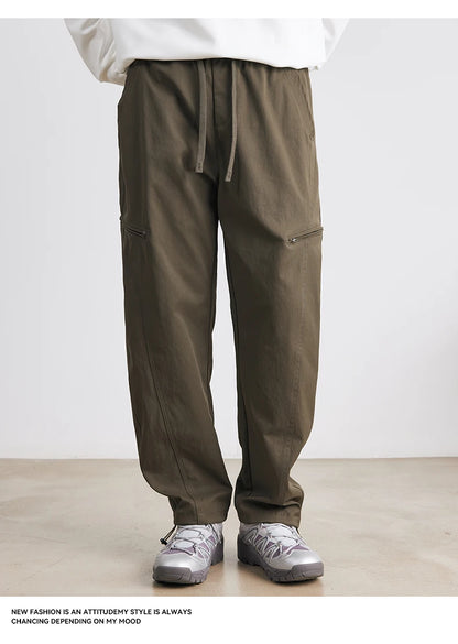 Men's American Overalls Spring and Autumn 2025 New Slim Scimitar Pants All-match Drawstring Casual Pants Wide-leg Pants.