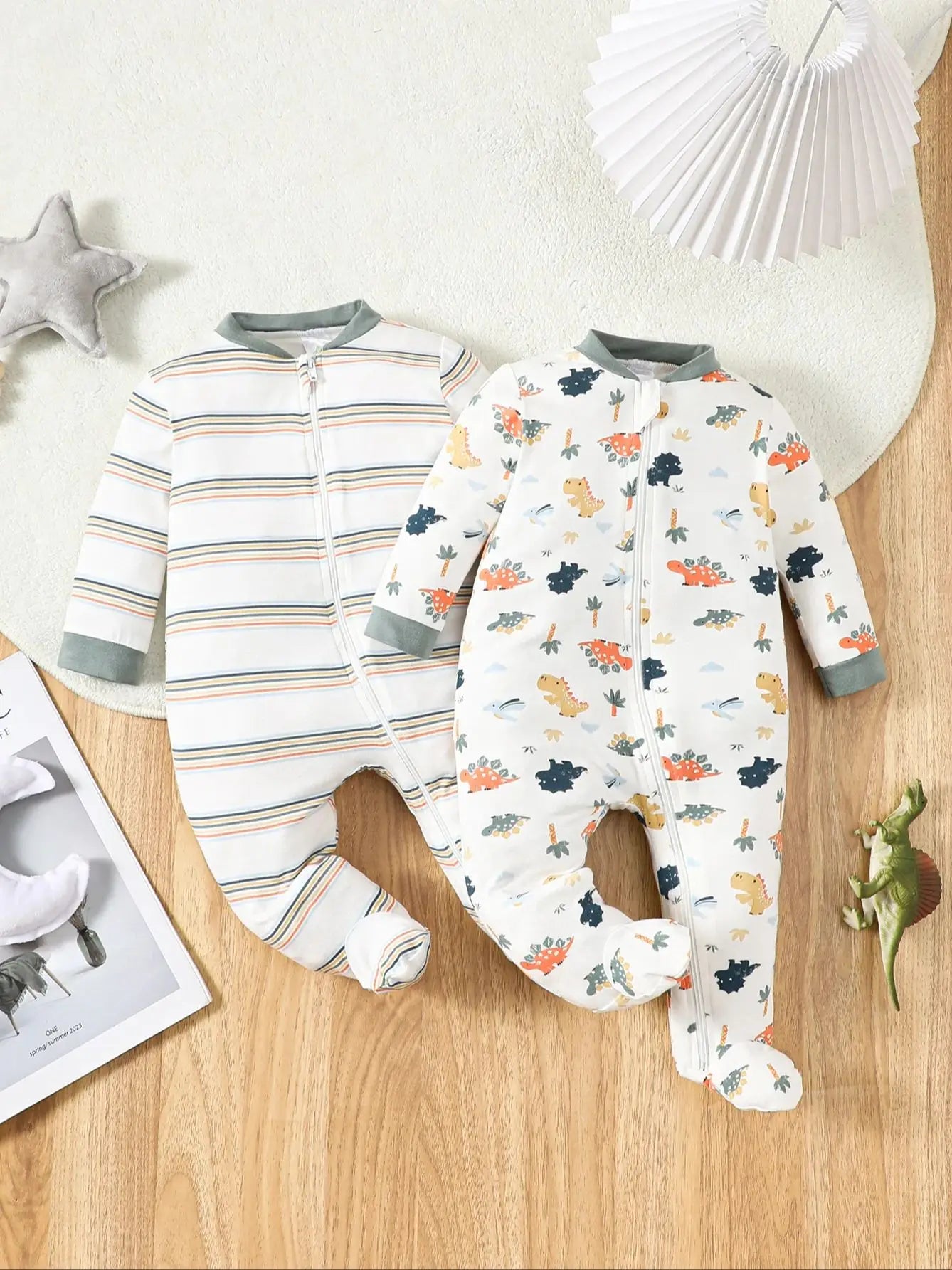 Zweiteiliger, langärmliger, einteiliger Strampler aus Bambusfaser für Säuglinge und Neugeborene, geeignet für Jungen und Mädchen im Frühling und Herbst..