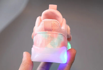 Children Led Casual Shoes Cute Cartoon Duck Sneakers Toddler Glowing Tennis Shoes Boys Girls Breathable Mesh Sports Shoes Sapato.