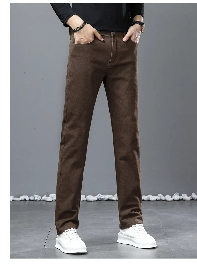 2024 herbst/Winter Neue männer Jeans Business Lose-Fit Gerade Bein Hohe Taille Baumwolle Casual Trendy hosen.