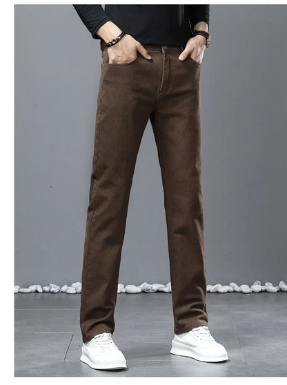 2024 herbst/Winter Neue männer Jeans Business Lose-Fit Gerade Bein Hohe Taille Baumwolle Casual Trendy hosen.