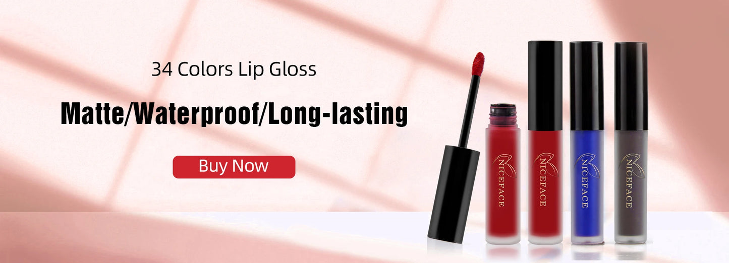 QIBEST Sexy Red Matte Lip Gloss Long Lasting Velvet Liquid Lipstick Lip Makeup Women Beauty Nonstick Cup Waterproof Lipgloss Hot.