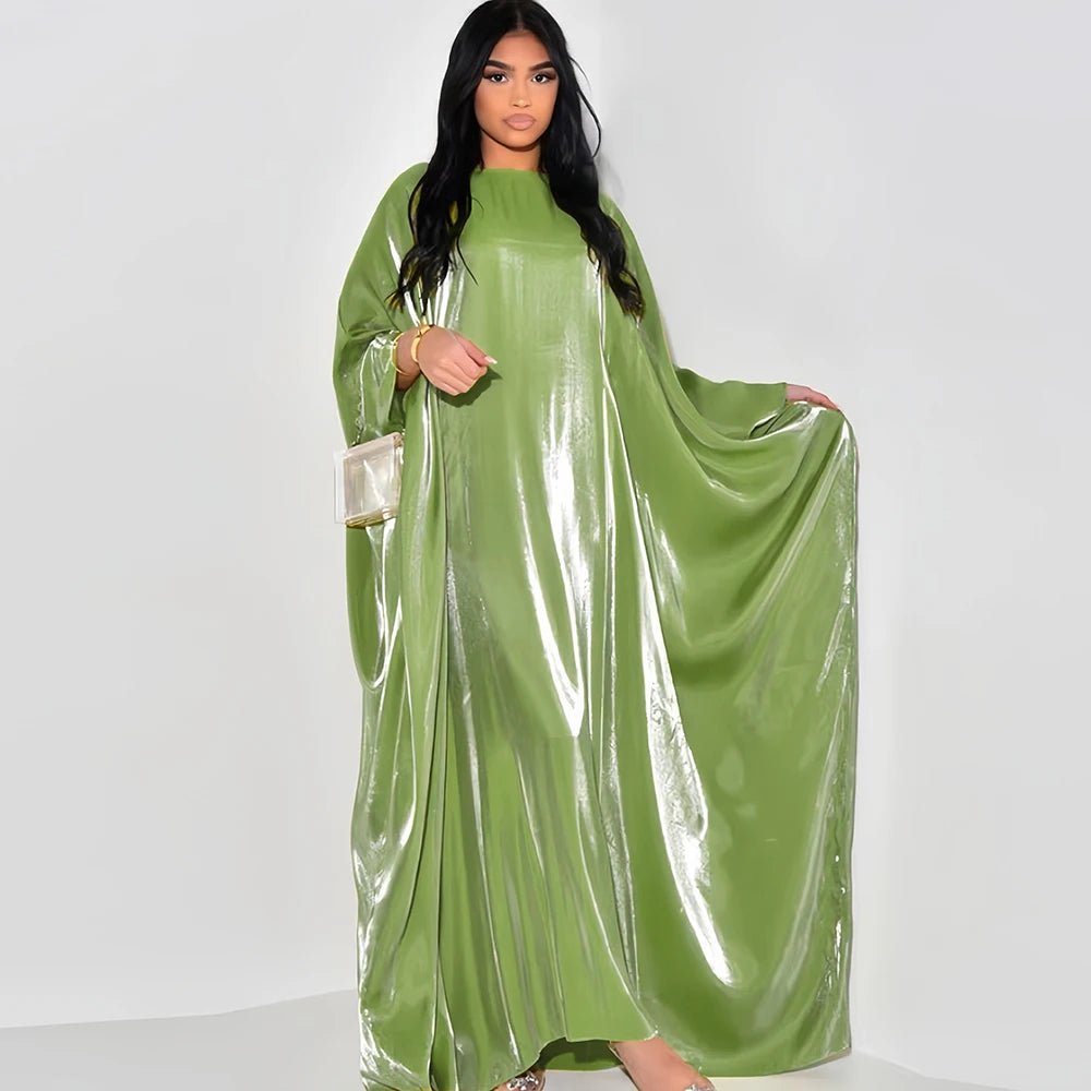 ramadan Eid Abayas For Women Modest Fashion Shimmer Batwing Satin Abaya Dubai Luxury 2024 Muslim Kaftan Dress Kebaya Vestidos.