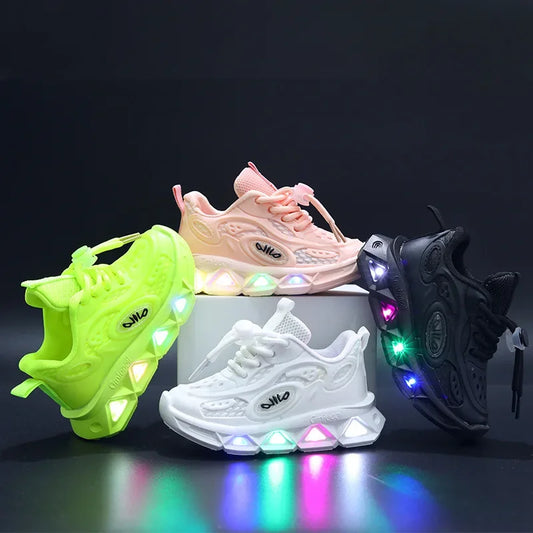 Baby Shoes2023 Spring Autumn New Boys and Girls Light Up Clunky Sneaker Small and Medium-sized Children's Soft Soled Baby Shoes.