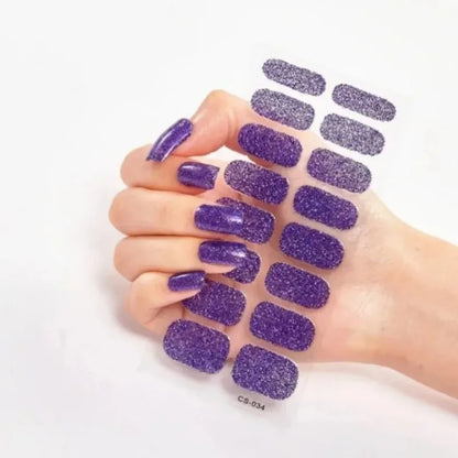 Glitter Gradient Full Cover Nail Art Stickers Fashion Silver Purple Nail Polish Strips DIY Waterproof Nail Foil Sticker Manicur.