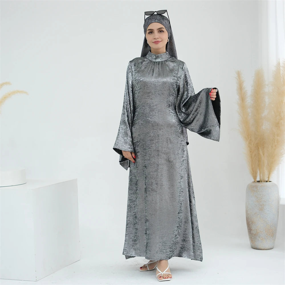 Ramadan Satin Shimmer Abaya Damen Dubai Luxury Islam Muslim Kaftan Dresses Kebaya Abayas For Women Robe Musulmane Femme Vestidos
