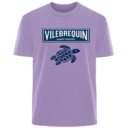 Interesting turtle outdoor travel vacation T-shirt for men, 100% pure cotton comfortable, loose and breathable top for summer.