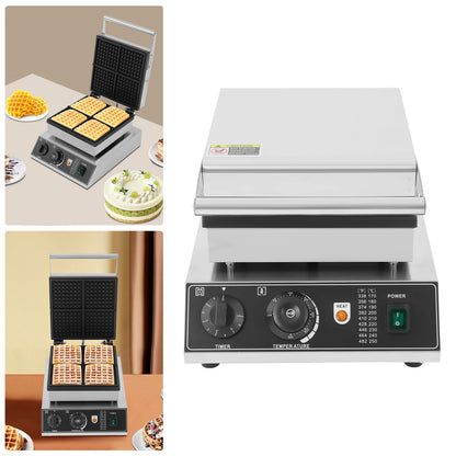 1750W Electric Waffle Maker 4 Grids Waffle Making Machine for Making Waffles Home Kitchens Commercial 50-300℃.