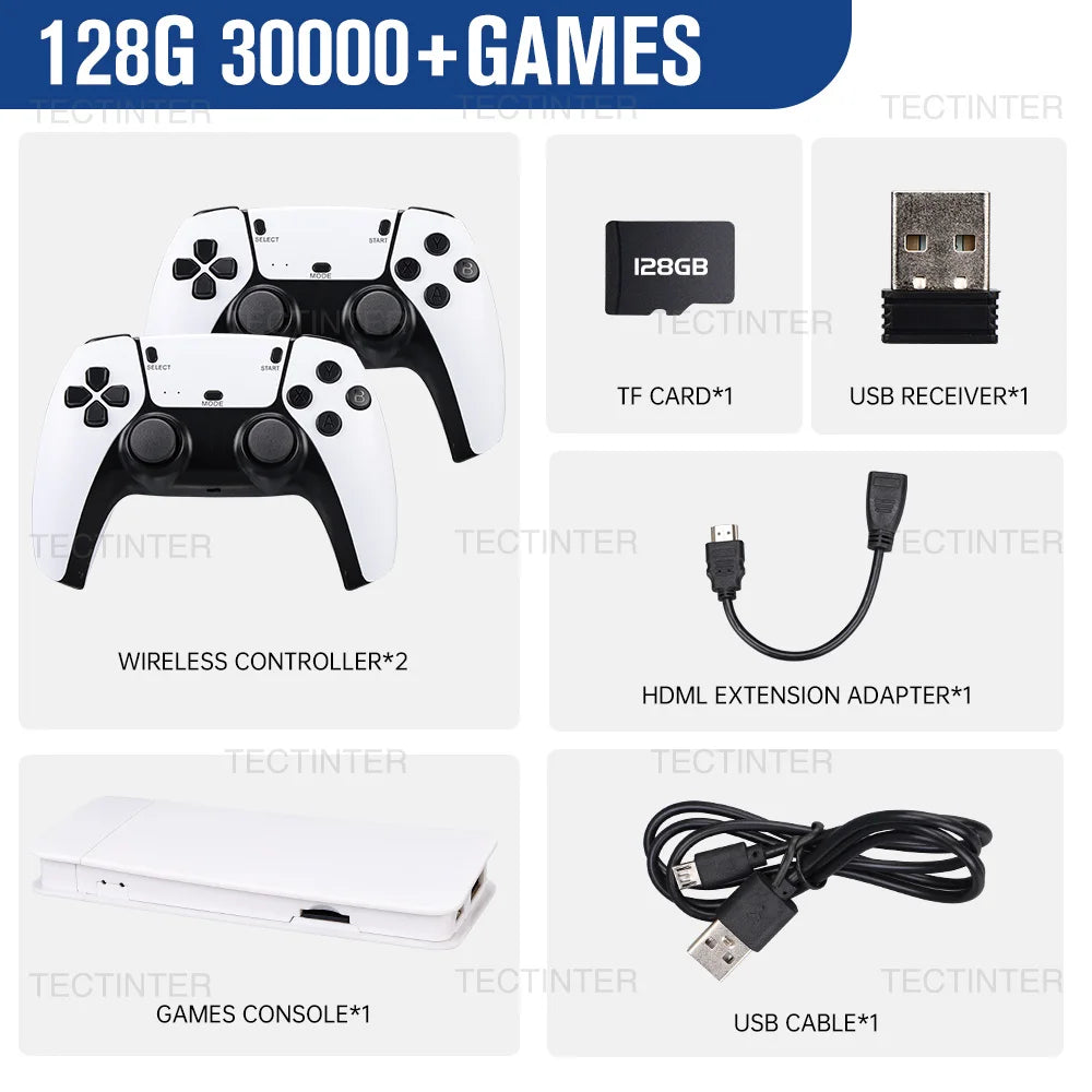 M15 4K Game Stick Mini Retro Video Game Console Built in 30000 Games Wireless Gamepads Video Game Controller Support 2 Player.