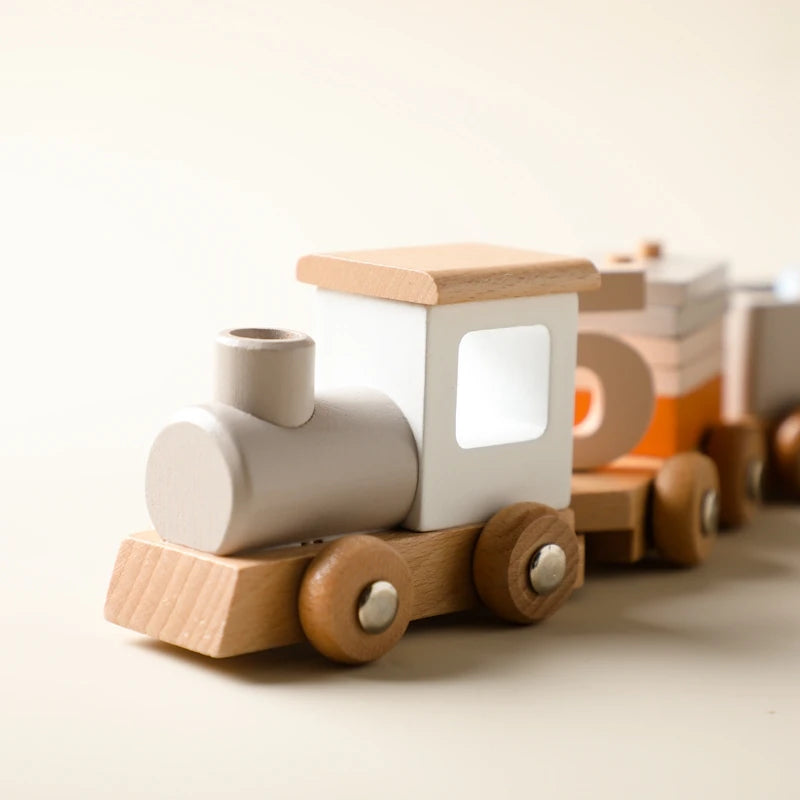 Wooden Train Birthday Toy  Montessori Toys Baby Educational Toys  Wooden Trolley  Baby Learning Toys  Number Of Wood Baby's Toys.