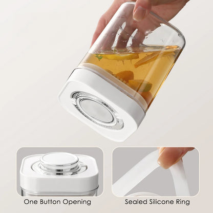 Airtight Food Storage Container with Pop Up Lid Plastic Clear Moisture-Proof Coffee Beans Cereals Jar Pantry Organizer Box.