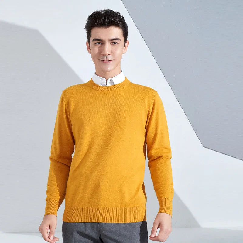 Autumn Winter Men Cashmere Sweater O-neck Soft Warm Pullovers Male Loose Knitted Shirt Korean men's winter blouse.