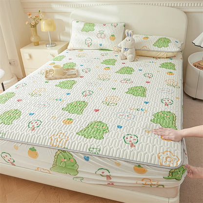 Cartoon Cute Pattern Cooling Fitted Sheet Single Natural latex fabric Soft cushion for Bedding Slow rebound Non-Slip Mattress
