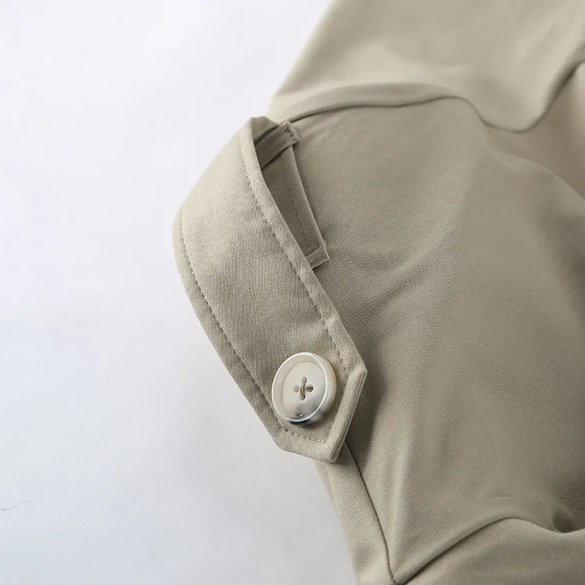 2025 Women Fall Lace-up Cropped Trench Coat Fashion Lapel Long Sleeves Wide Shoulder Windbreaker Jacket Commuting Daily Jackets.