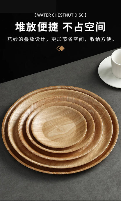 Wooden Dinner Plate Round Dessert Plate Wood Plate Coffee Cake Tray Bakery Bread Display Tray Kitchen Tableware Accessories.