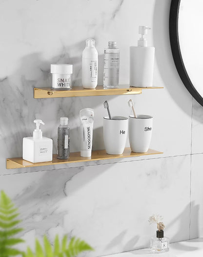 20/30/40/50CM Gebürstet Gold Wand Regal Badezimmer Lagerung Rack Küche Wand Regal Badezimmer Dusche Regale Hause Zubehör