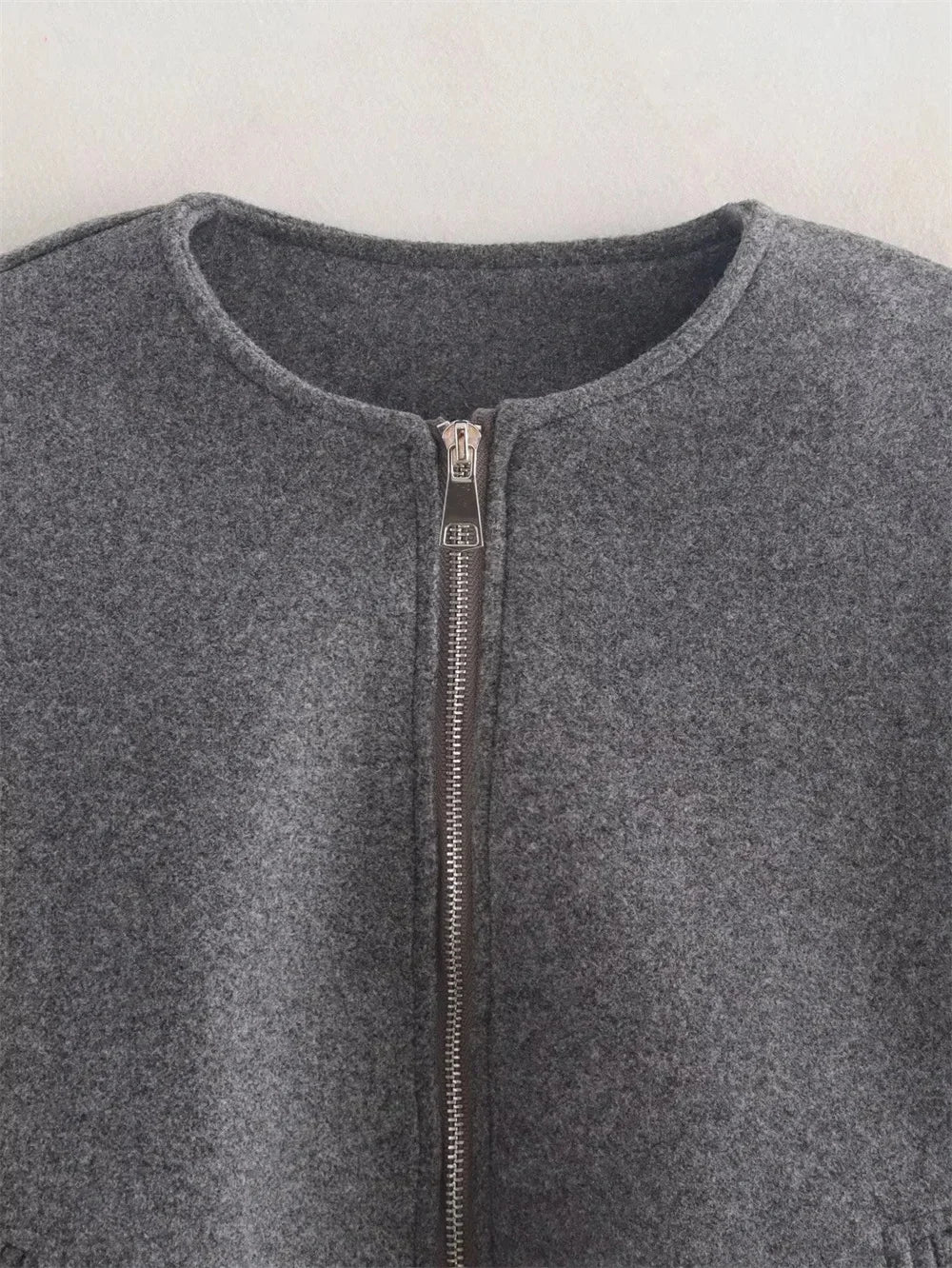 Damen Mode Herbst Winter Jacke Frauen Retro Rundhals Langarm Elastische Saum Zipper Weiche Bomber Jacke Frauen Mantel Weibliche.