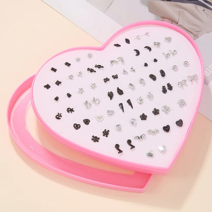 Multicolor 36Pairs Cartoon Hypoallergenic Plastic Stud Earrings Set For Women Girl Cute Animal Flower Ear Wedding Gifts Jewelry