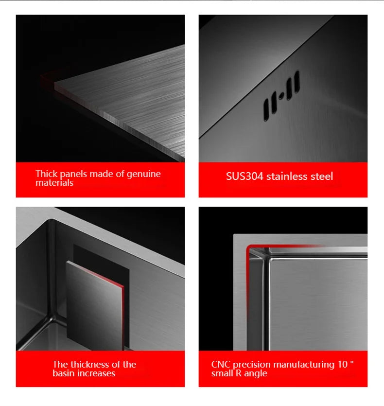 Stainless Steel Kitchen Sink Large Single Slot Undermount Basin Household Washbasin Multifunctional Sinks Apartment