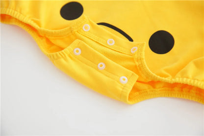 Gelbe Kollektion Frühling Herbst Baby Mädchen Junge Rundkragen Lange Ärmel Cartoon Bär Body/Strampler Neugeborenen Overall K31266