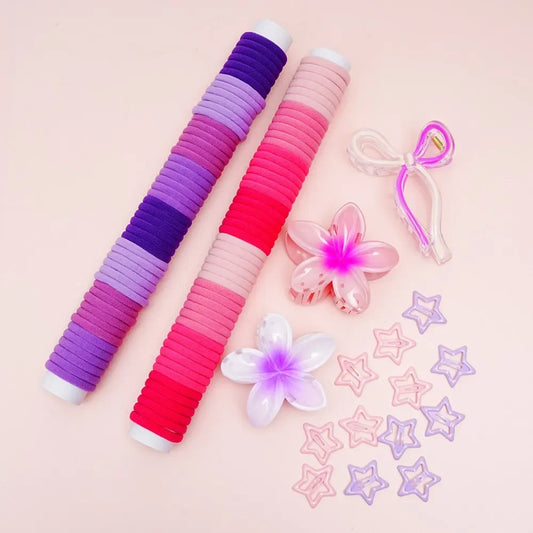 High Elasticity Durable Hair Accessories Butterfly Knot Egg Flower Combination Hair Clip Set for Women Girls Children Babies.