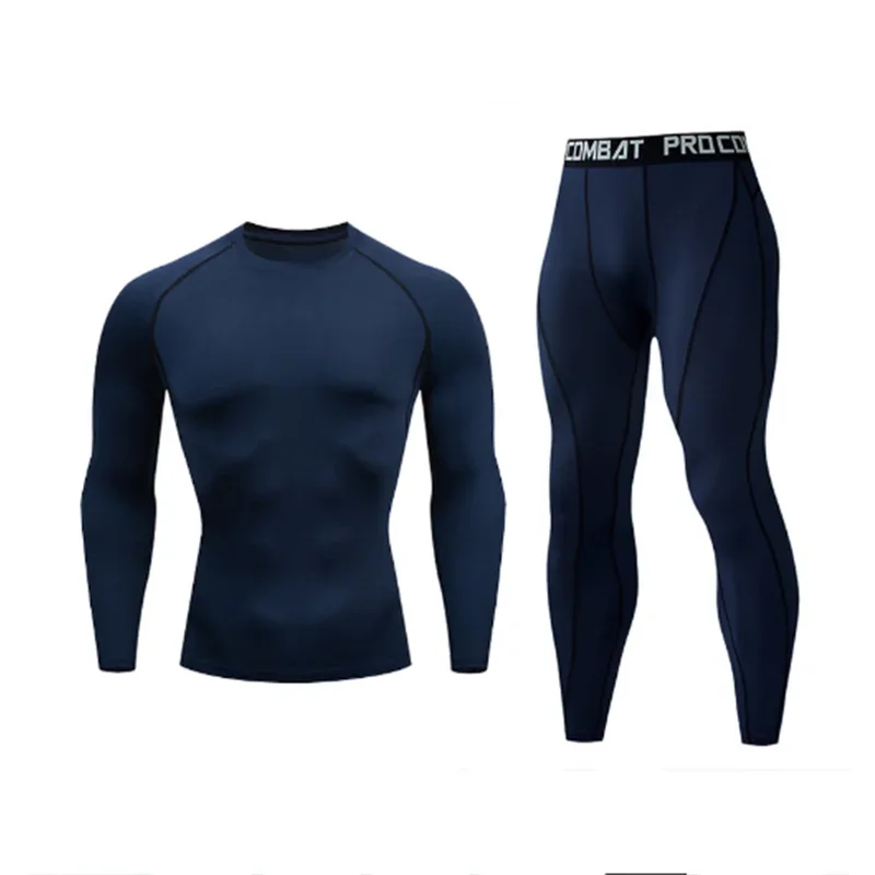 New Men's Tracksuit Gym Fitness Running 2 Pcs/Set Quick Dry Sweat-absorb Compression Sport Suit Clothes Jogging Sport Wear S-3XL.