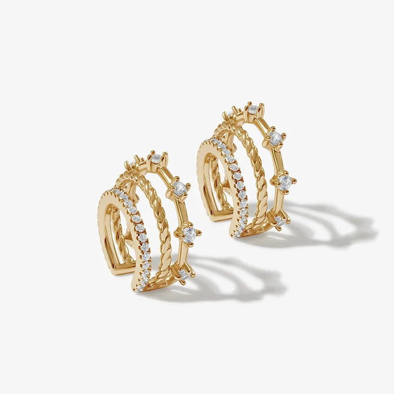 Crmya Classic Earrings for Women Zirconia Gold-plated Ear Cuff Stud Hoop Earrings Women Party Jewelry Accessories Wholesale.