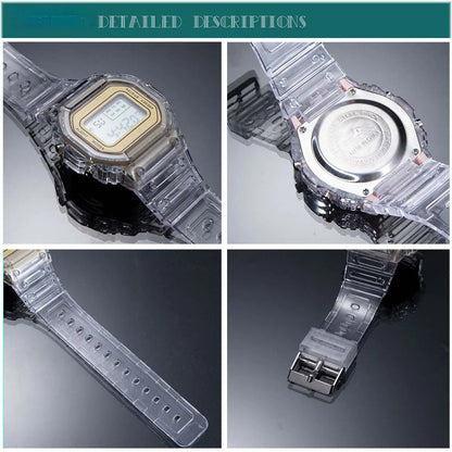 PCV/F91W Steel Strap Watch LED Digital Watch Square Women Watches Vintage Sports Military Watches Electronic Wrist Band Clock.