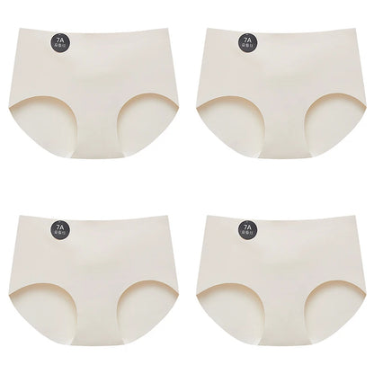 FalllSweet 4PCS Seamless Panties for Woman Ice Silk Underwear Soft Thin Briefs Women's Underpants Fashion Sexy Female Lingerie.
