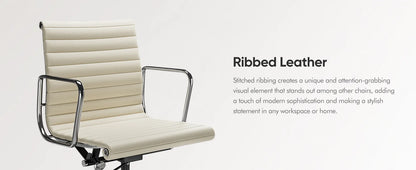 Weiße Drehstühle aus echtem Leder mit mittlerer Rückenlehne, ergonomischer Bürostuhl, verstellbarer drehbarer Gaming-Stuhl aus Leder, gerippter Bürostuhl