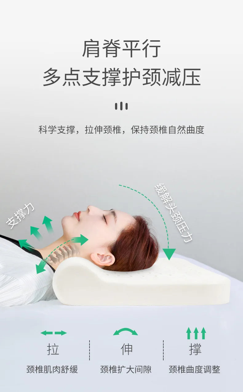 New Natural Latex Pillow with Organic Cotton Cover Standard Size Soft Pressure Relief Neck Pain Relief Bed Pillow for Side Queen.
