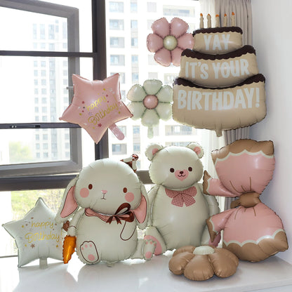 Matte 3D Herz Liebe dich Bär Aluminium Folie Ballon Hochzeit Dekoration Geschenke Schleife Stern Gänseblümchen Regenbogen Alles Gute zum Geburtstag Party Ballon.