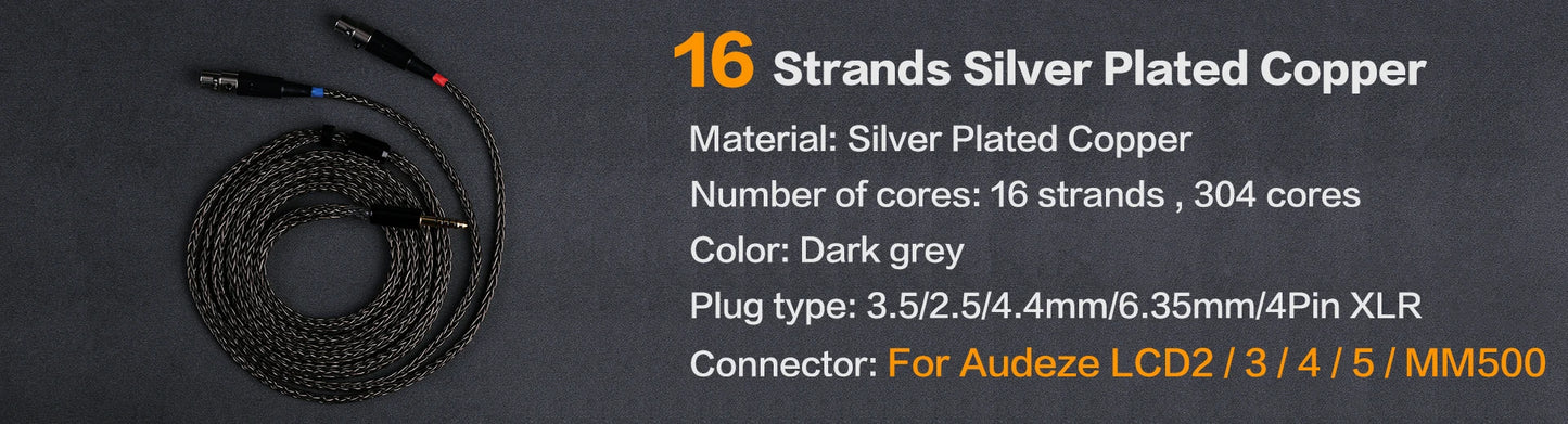 OPENHEART Kingwood 8 Core Litz OCC Headphone Cable 1 to 2 jack dual 3.5/2.5/4.4mm/XLR Pure copper Balanced Replacement Cable.