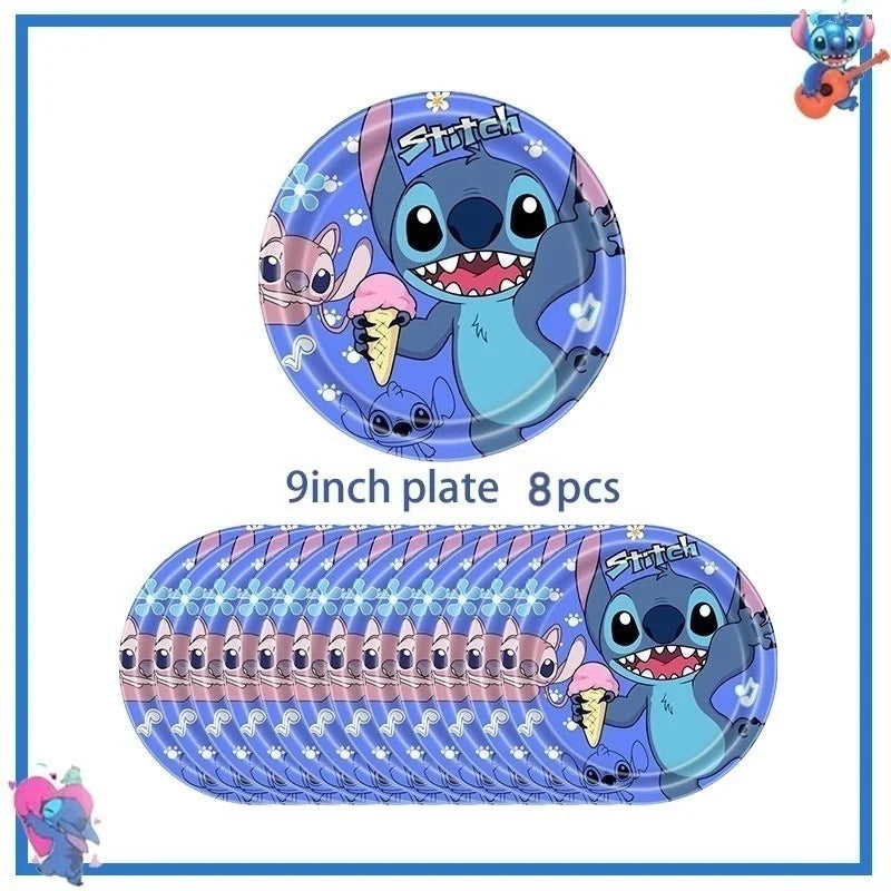 Disney Stich Geburtstag Party Dekorationen Blau Thema Geschirr Tischdecke Banner Hängende Spirale Für Kinder Event Liefert